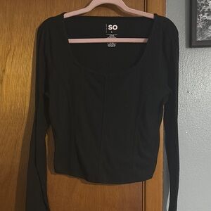 SO Black Fitted Long Sleeve Crop